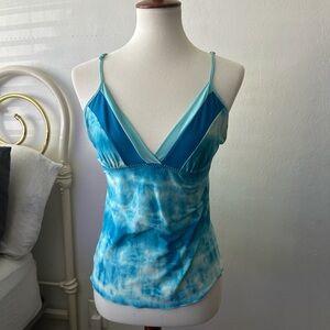 Blue Tie-Dye Spaghetti Strap Top